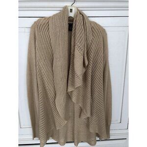 Lucky Brand Cardigan Sweater Open Front Shawl Collar Beige Medium